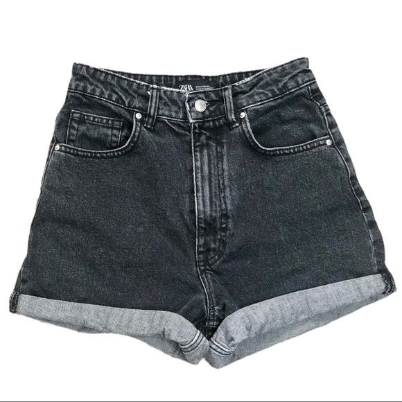 high waisted black denim shorts
